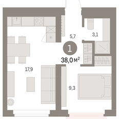 Квартира 38 м², 1-комнатная - изображение 3
