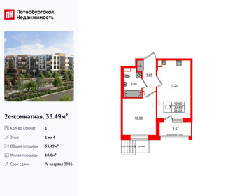 Квартира 33,5 м², 1-комнатная - изображение 1