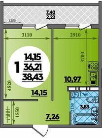 Квартира 38,4 м², 1-комнатная - изображение 1