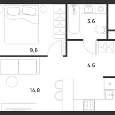 Квартира 32,6 м², 1-комнатная - изображение 3
