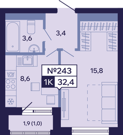 Квартира 32,4 м², 1-комнатная - изображение 1
