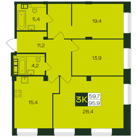 Квартира 95,9 м², 3-комнатная - изображение 1