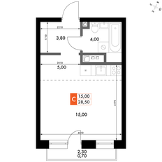 Квартира 28,5 м², 1-комнатная - изображение 2