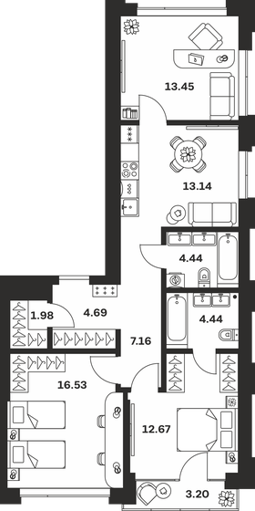 82,1 м², 2-комнатная квартира 15 845 300 ₽ - изображение 36