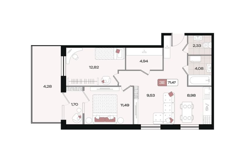 82,3 м², 3-комнатная квартира 8 300 000 ₽ - изображение 91