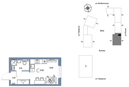 Квартира 21,1 м², 1-комнатная - изображение 1