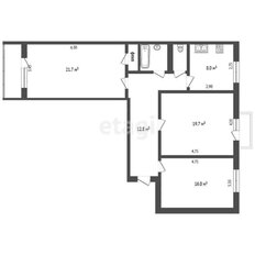 Квартира 83,4 м², 3-комнатная - изображение 2