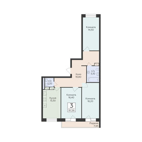 Квартира 91,6 м², 3-комнатная - изображение 2