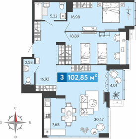 Квартира 102,9 м², 3-комнатная - изображение 1