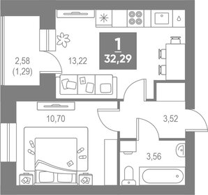 Квартира 32,3 м², 1-комнатная - изображение 1