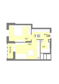 Квартира 39,9 м², 1-комнатная - изображение 1