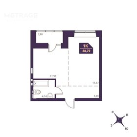 Квартира 38,8 м², 1-комнатная - изображение 1