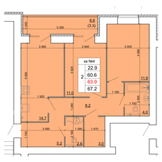 Квартира 63,8 м², 2-комнатная - изображение 4