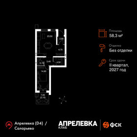 Квартира 58,3 м², 2-комнатная - изображение 1