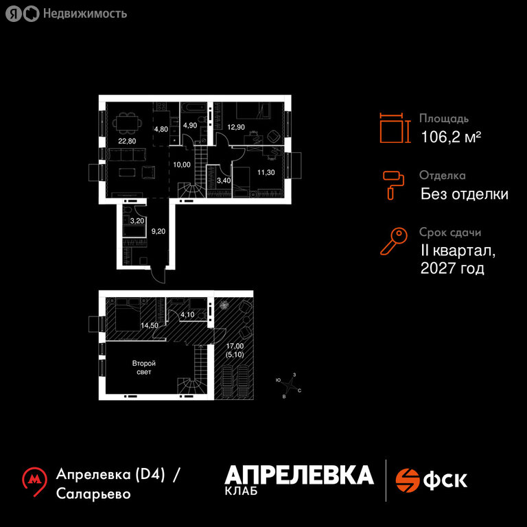 Варианты планировок ЖК «Апрелевка Клаб» - планировка 1