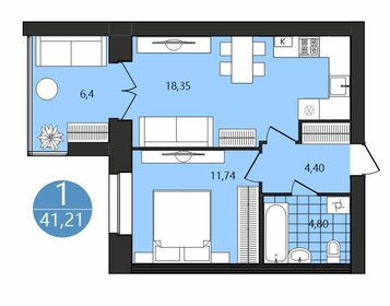 Квартира 41,2 м², 1-комнатная - изображение 1