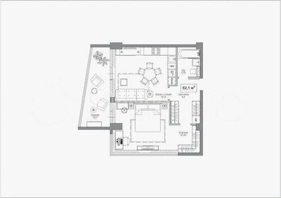Квартира 62 м², 1-комнатные - изображение 1