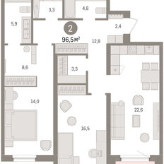 Квартира 96,5 м², 2-комнатная - изображение 2