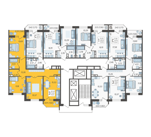 70 м², 3-комнатная квартира 13 000 000 ₽ - изображение 87