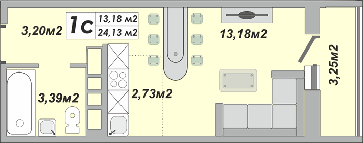Квартира 24,1 м², 1-комнатная - изображение 1