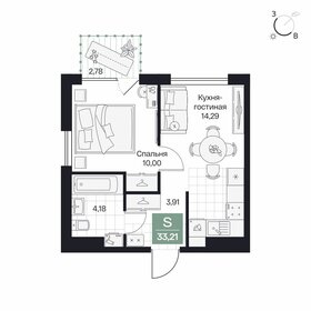 Квартира 33,2 м², 1-комнатная - изображение 1