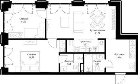Квартира 70,4 м², 2-комнатная - изображение 2