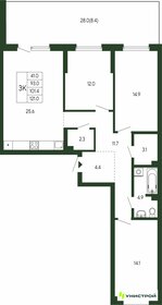 Квартира 101,4 м², 3-комнатная - изображение 1