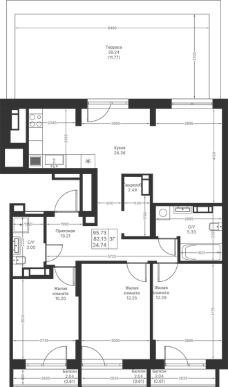 79,5 м², 4-комнатная квартира 11 910 630 ₽ - изображение 53