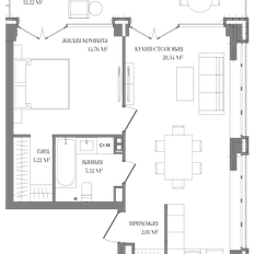 Квартира 58,9 м², 1-комнатная - изображение 3