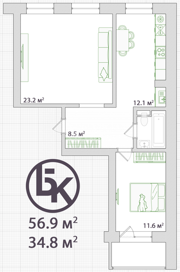 43,9 м², 2-комнатная квартира 8 900 000 ₽ - изображение 45