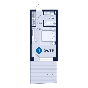 Квартира 24,4 м², 1-комнатные - изображение 1