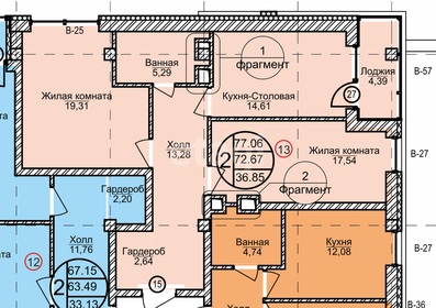 Квартира 77,1 м², 2-комнатная - изображение 1