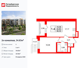 Квартира 34,8 м², 1-комнатная - изображение 1