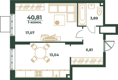 Квартира 40,8 м², 1-комнатная - изображение 1