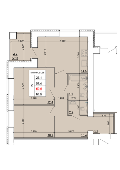 58 м², 2-комнатная квартира 5 590 200 ₽ - изображение 75