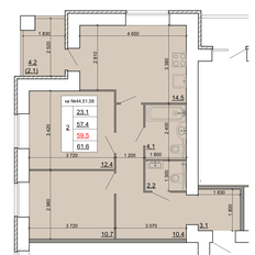 Квартира 59,5 м², 2-комнатная - изображение 4