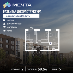 Квартира 59,5 м², 2-комнатная - изображение 1