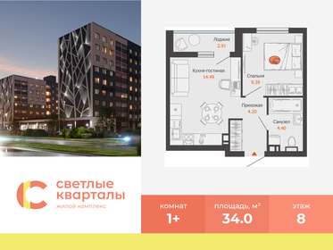 Квартира 34 м², 1-комнатная - изображение 1