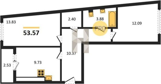 Квартира 53,6 м², 2-комнатная - изображение 1