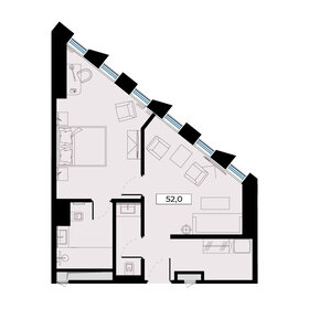 Квартира 52 м², 2-комнатные - изображение 1