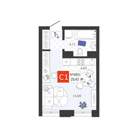 Квартира 25,4 м², студия - изображение 1