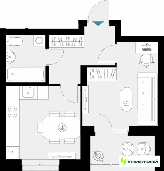 34 м², 1-комнатная квартира 7 400 000 ₽ - изображение 61