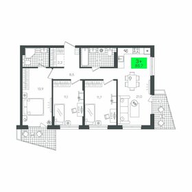 Квартира 85,7 м², 3-комнатная - изображение 1