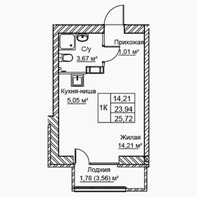 Квартира 25,7 м², 1-комнатная - изображение 1