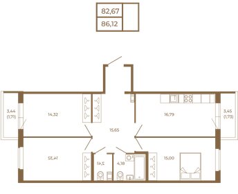 Квартира 86,1 м², 3-комнатная - изображение 1