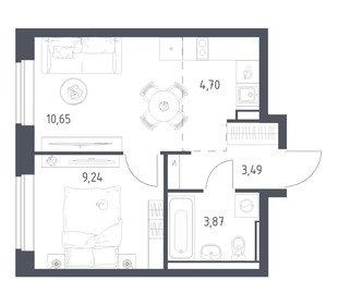 Квартира 32,6 м², 1-комнатная - изображение 1