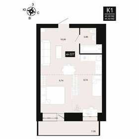 Квартира 44,4 м², 1-комнатная - изображение 1