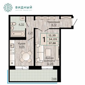 Квартира 37,9 м², 1-комнатная - изображение 1