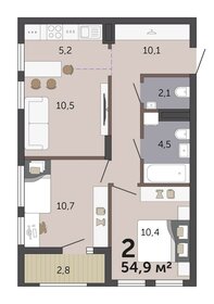 Квартира 54,9 м², 2-комнатная - изображение 2