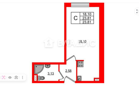 Квартира 23,8 м², студия - изображение 1